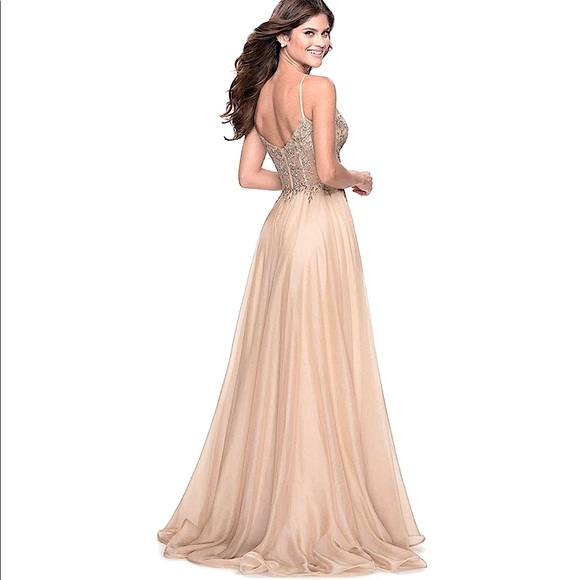 Lace Chiffon Long Formal Dress with Slit - Picture 2 of 4